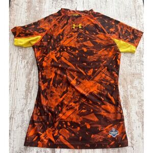 Under Armour NFL Combine Authentic Kids Medium Orange Black Fitted‎ HeatGear Top